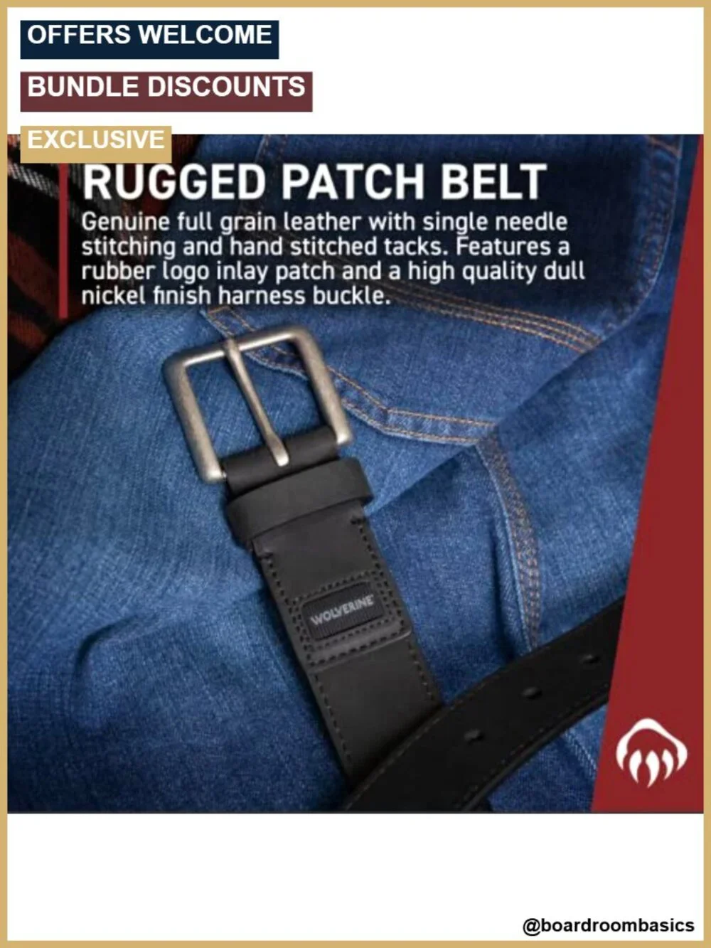 Full Grain Leather Heavy Duty Work Belt Metal Buckle Durable Classic